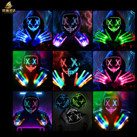 Masque LED lumineux à piles, design coloré pour les soirées rave, Halloween, cosplay, portable