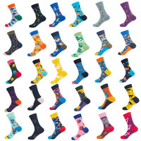 Chaussettes fantaisie unisexes en coton biologique pour femmes, motifs animaux, fruits et plantes colorés, mignonnes et cool, vente en gros