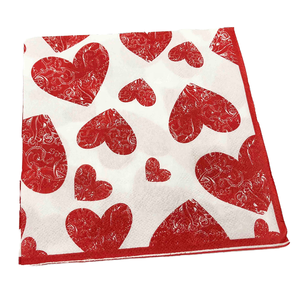 2 ply Đỏ tình yêu trái tim Khăn ăn 6.5 inch dùng một lần Trinh gỗ bột Giấy túi in cho Nhà hàng sử dụng ăn trưa serviettes - Product Image 1