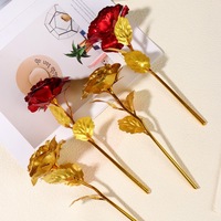 Cadeau pour la Fête de Qixi et la Fête des Enseignants : Bouquet de roses dorées en fleurs éternelles en PVC, fait main, avec décoration en relief injecté