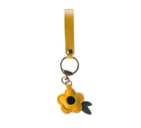 Mignon pendentif fleur en cuir PU en trois dimensions porte-clés élégant