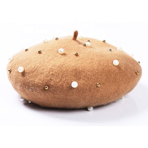 Solide Béret Français Hiver Perle <span class=keywords><strong>Laine</strong></span> Chapeau Femmes haute qualité hiver femme béret chapeau Doux <span class=keywords><strong>Bonnet</strong></span> Casquettes de Ski - Product Image 5