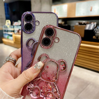Coque de téléphone à paillettes Quicksand Violent Bear pour iphone 17 16 Pro Max coque pour iphone 15 14 13 12 Pro coque de téléphone portable