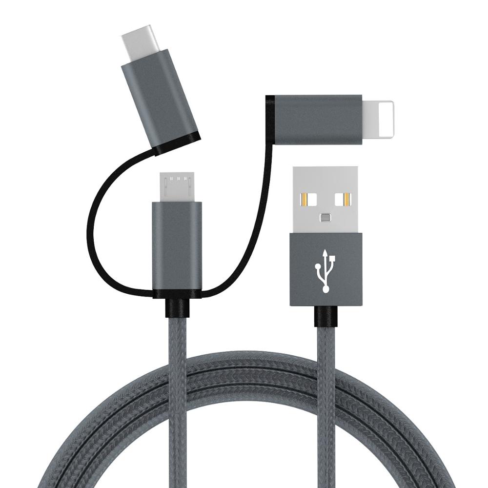 Новый 3 в 1 кабель для зарядки данных Тип C Micro Usb кабель для Iphone Multi зарядки для Android мобильного телефона кабель