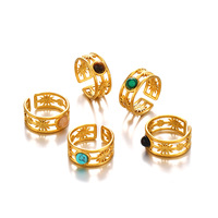Bague en acier inoxydable imperméable, résistante au ternissement, durable et tendance, avec malachite/turquoise/obsidienne, bague personnalisée pour femme, style hip hop