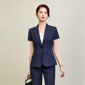 Women's Suit <b>Set</b> Short Sleeve Summer <b>Office</b> Lady Breathable Worsted Professional Workwear - Product Image 3