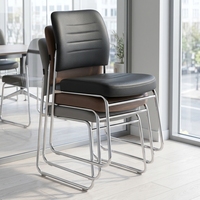 Chaise de conférence empilable en métal sans accoudoirs en cuir PU, idéale pour la réception, les visiteurs et les événements – Nouveau modèle à prix réduit
