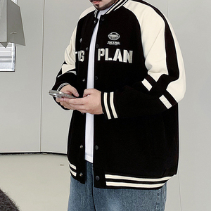 เสื้อแจ็คเก็ตเบสบอลแบรนด์แฟชั่นสไตล์เรโทรสำหรับผู้ชาย ฤดูใบไม้ผลิ ฤดูใบไม้ร่วง ไซส์ใหญ่พิเศษ ทรงหลวม สวมใส่สบาย คอตั้ง - Product Image 6