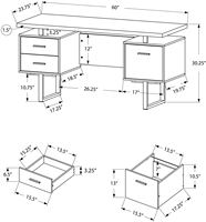 Bureau d'ordinateur à formation gratuite, avec tiroirs, pieds en métal, Style contemporain, pour la maison