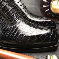 Chaussures habillées de luxe Goodyear faites à la main pour hommes en cuir de crocodile véritable, chaussures de marque pour hommes, chaussures de bureau en alligator pour hommes
