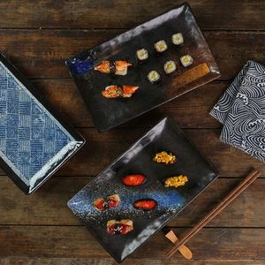 Vintage Rectangular Sushi Sashimi <b>Plate</b> Hotel Restaurant Tableware Dim Sum Serving Tray <b>Ceramic</b> Barbecue Steak <b>Plate</b> - Product Image 1
