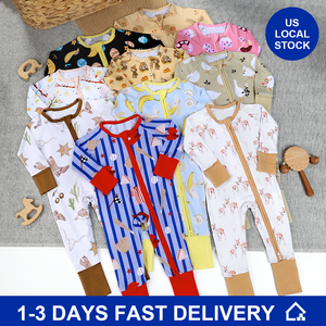 Pigiama in Viscosa di Bambù per Neonati, 95% Bambù 5% Spandex, <span class=keywords><strong>Tutina</strong></span> con Cerniera a 2 Vie, Abbigliamento da Notte per Bambini - Product Image 1