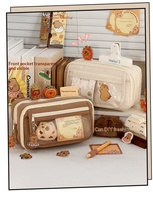 Trousse à crayons Kawaii Capybara grande capacité avec fenêtre transparente, organiseur de papeterie multi-compartiments pour étudiants
