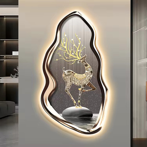Tableau mural LED moderne de luxe avec motif de renne, <span class=keywords><strong>art</strong></span> mural créatif haut de gamme avec sensation décorative lumineuse et luxueuse - Product Image 1