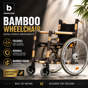 Silla de Ruedas Plegable de Bambú Ligera y Portátil, Ecológica, Sostenible, Impermeable, con Capacidad de 120 kg, Ayuda de Movilidad para Viajes - Product Image 2