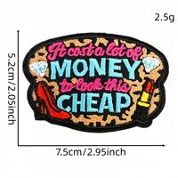 Patch thermocollant en tissu brodé avec slogan western, motif damier et élément flamme, accessoire de décoration pour vêtements