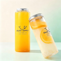 Bouteille jetable en PET transparente en forme de U, écologique, anti-fuite, sans BPA, avec couvercle à vis, pour thé au lait, usage commercial ou domestique, pour jus d'orange