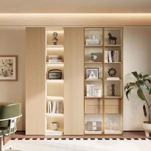 Sistema de Estantería Modular Empotrada de Lujo, Diseño Minimalista con Estantes Abiertos, Iluminación LED y Almacenamiento Oculto - Product Image 6