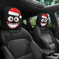 Housse de coussin de voiture extensible en tissu polyester lavable à thème de Noël, douce et confortable, décorative, pour appuie-tête de siège auto