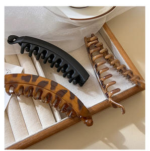 Pince à cheveux banane rétro imprimé léopard, grande taille, pour demi-queue de cheval, accessoires pour femmes et filles - Product Image 6