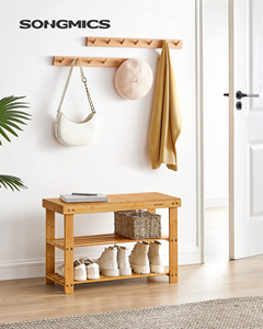 Wholesale Household Custom Bamboo <b>Shoe</b> <b>Rack</b> Bench 3-Tier Sturdy <b>Shoe</b> Organizer - Product Image 2