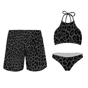 Maillot de bain personnalisé de haute qualité pour couples, imprimé feuilles, 3 pièces, ensemble de bikini, vêtements de plage pour femmes, maillot de bain de fitness pour femmes - Product Image 3