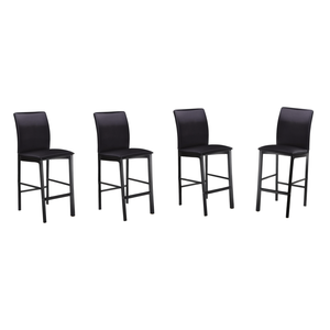 Ensemble de 4 chaises de bar Db, hauteur de comptoir, en similicuir noir, structure en métal, design moderne et contemporain, pour utilisation à la maison ou au bar. - Product Image 1