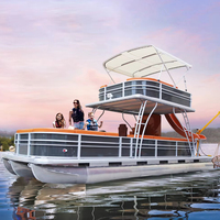 Yacht de luxe de 30 pieds, bateau ponton à deux étages robuste, hors-bord pour divertissement fluvial, croisière touristique