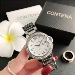 Reloj de pulsera de cuarzo premium de acero inoxidable de lujo para mujer, estilo Felgen, con diamantes incrustados, estilo moissanita. - Product Image 4