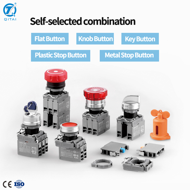 22mm 16 QDN Aluminum ABS Metal Marine Push Button Switches Selector Switch Waterproof IP53 10A 1NO Emergency Stop Start Function