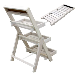 Estante para Plantas <span class=keywords><strong>de</strong></span> Madera Blanca Estilo Shabby Chic con Tablero <span class=keywords><strong>de</strong></span> Tiza y Diseño <span class=keywords><strong>de</strong></span> Flores, Durabilidad Duradera - Product Image 4