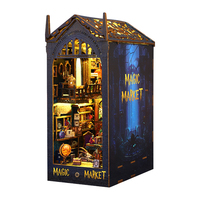 Magic Market Kit DIY de niche à livres en bois, modèle de maison de poupée miniature avec scène de livre, artisanat en bois à assembler soi-même, cadeau décoratif