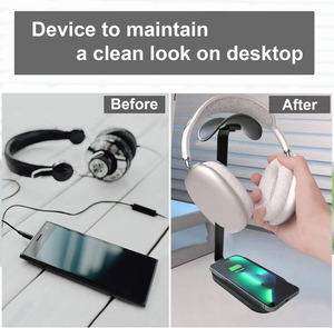 <span class=keywords><strong>Support</strong></span> de bureau universel pour <span class=keywords><strong>casque</strong></span> en alliage d'aluminium Chargement sans fil pour Airpods Max pour Beats pour Bose pour <span class=keywords><strong>Sony</strong></span> Écouteurs Mobile Ph - Product Image 6