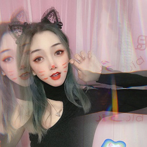Lace Cat Ear Headband Black Red Mesh Bunny Ears Hair Accessory For Women Girls Party Costume Makeup Use - Product Image 3