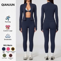 Ensemble de sport 3 pièces pour femme, haute élasticité, respirant, séchage rapide, doux, pour la gym, le fitness, les activités de plein air, color block