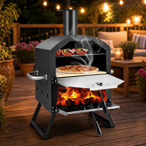 Wholesale Modern Steel Coated Folding Wood Fired Double <strong>Door</strong> Dome Pizza Oven Portable Outdoor Charcoal Commercial Grill Flame - Product Image 1