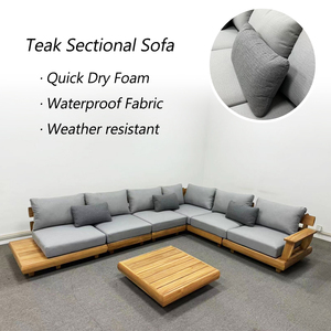 <span class=keywords><strong>Salon</strong></span> de <span class=keywords><strong>jardin</strong></span> tout temps en forme de L, canapé en <span class=keywords><strong>bois</strong></span> de teck, combinaison de meubles de patio, canapés pour cour, hôtel, parc - Product Image 4