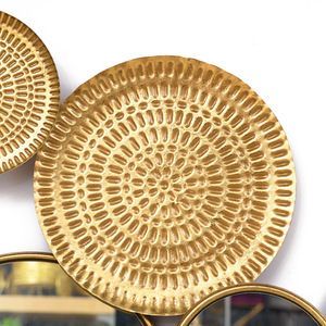 Decorazione Artistica da Parete Semplice e Moderna in Metallo 3D con Specchio Dorato, Decorazione Artistica in Ferro a Tema Natura per Casa e <span class=keywords><strong>Soggiorno</strong></span> - Product Image 4