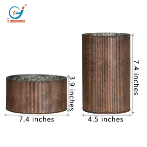 Bán buôn sản phẩm 0.7 gallon kim loại trồng mạ kẽm Chậu Hoa Vườn hiệu ứng rỉ sét với tẩy thiết lập cho vườn nhà - Product Image 3