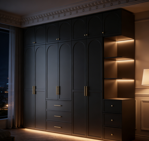 BALOM Customized Solid Wood Wardrobe Bedroom Furniture Walk in <strong>Closet</strong> <strong>Design</strong> With Adjustable Shelves and Hangers - Product Image 6