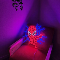 Enseigne au néon LED Spiderman personnalisée, multicolores, écoles et bâtiments, cadeau d'anniversaire pour enfants, décoration murale au néon pour la chambre à coucher