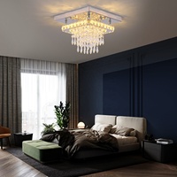 Lampe de plafond en cristal en acier inoxydable chromé, moderne et élégante, pour couloir d'hôtel, hall, loft, balcon, entrepôt UK