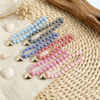 Nouveau collier en perles de résine rondes rayées, avec pendentif cœur doré, pour femme, bijoux de mode pour les vacances