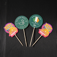 Drapeaux Cure-Dents Personnalisés à Motifs pour Décoration Alimentaire, Drapeaux Cure-Dents Logo, Brochettes Fruits et Gâteaux Jetables en Bambou et Bois