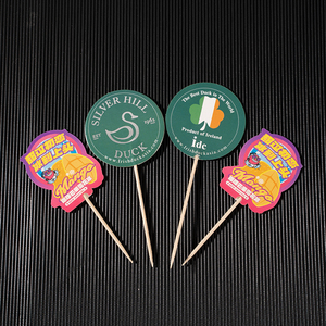 Tùy chỉnh khuôn mẫu trang trí thực phẩm tăm cờ Logo tăm cờ trái cây bánh xiên tre dùng một lần vật liệu gỗ - Product Image 2