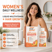 Complément alimentaire liquide multivitaminé pour femmes en sachet, marque privée, favorise la croissance des cheveux et la santé de la peau, supplément nutritionnel quotidien, OEM ODM personnalisé