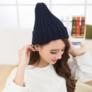 Chapeau <span class=keywords><strong>femme</strong></span> unisexe coton mélanges solide chaud doux tricoté chapeaux hommes casquettes d'hiver femmes Skullies bonnets pour fille en gros - Product Image 3