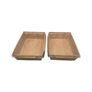 Biodegradable Customized 1200ml Take Out Food Folding Kraft Paper Lunch Salad Box With Lid - Product Image 5
