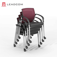 Chaises de formation ergonomiques en maille empilables LEADCOM LS-547A, chaises de bureau en métal pour salle de classe et salle de conférence