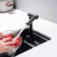 Robinet de cuisine thermostatique moderne SANIVITAL en céramique et acier inoxydable noir, pliable, monotrou, pour intérieur